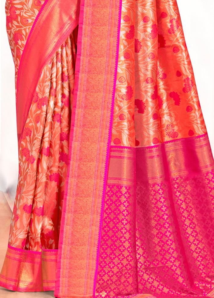 Pink Dupion Silk Saree With Blouse Piece