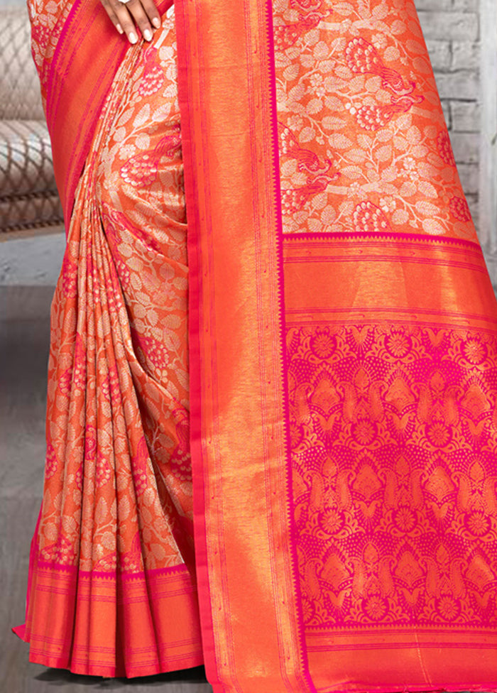 Pink Dupion Silk Saree With Blouse Piece