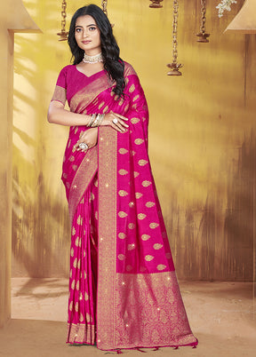 Multicolor Dupion Silk Saree With Blouse Piece