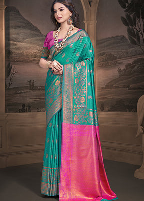 Multicolor Dupion Silk Saree With Blouse Piece