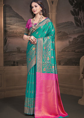 Multicolor Dupion Silk Saree With Blouse Piece