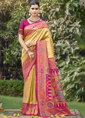 Beige Dupion Silk Saree With Blouse Piece