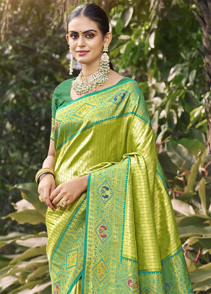 Sea Green Dupion Silk Saree With Blouse Piece