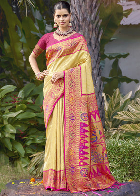 Cream Dupion Silk Saree With Blouse Piece