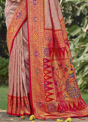 Red Dupion Silk Saree With Blouse Piece