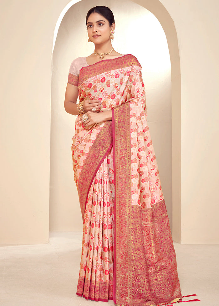 Light Pink Dupion Silk Saree With Blouse Piece - Indian Silk House Agencies