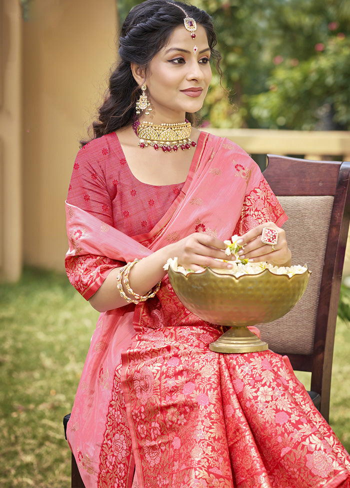 Light Pink Spun Silk Saree With Blouse Piece