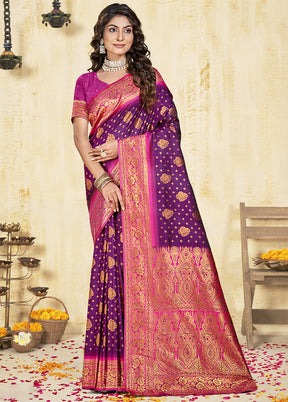 Wine Dupion Silk Saree With Blouse Piece