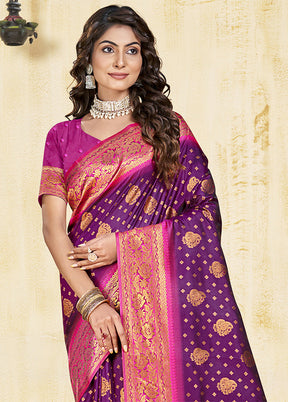 Wine Dupion Silk Saree With Blouse Piece