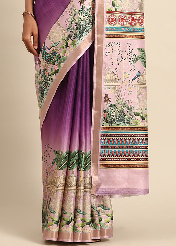 Purple Cotton Saree With Blouse Piece