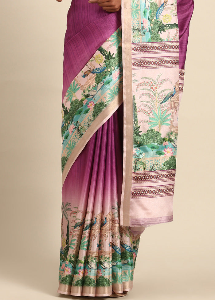 Purple Cotton Saree With Blouse Piece