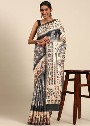 Grey Cotton Saree With Blouse Piece