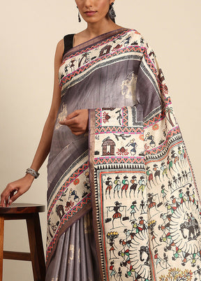 Grey Cotton Saree With Blouse Piece