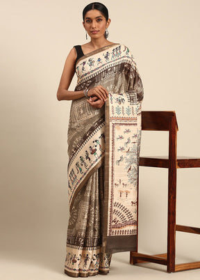 Cream Cotton Saree With Blouse Piece