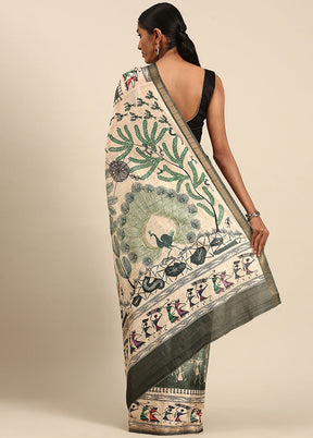 Grey Cotton Saree With Blouse Piece