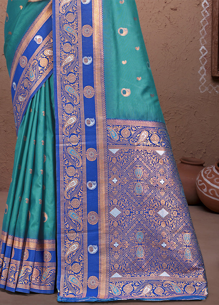 Sky Blue Dupion Silk Saree With Blouse Piece