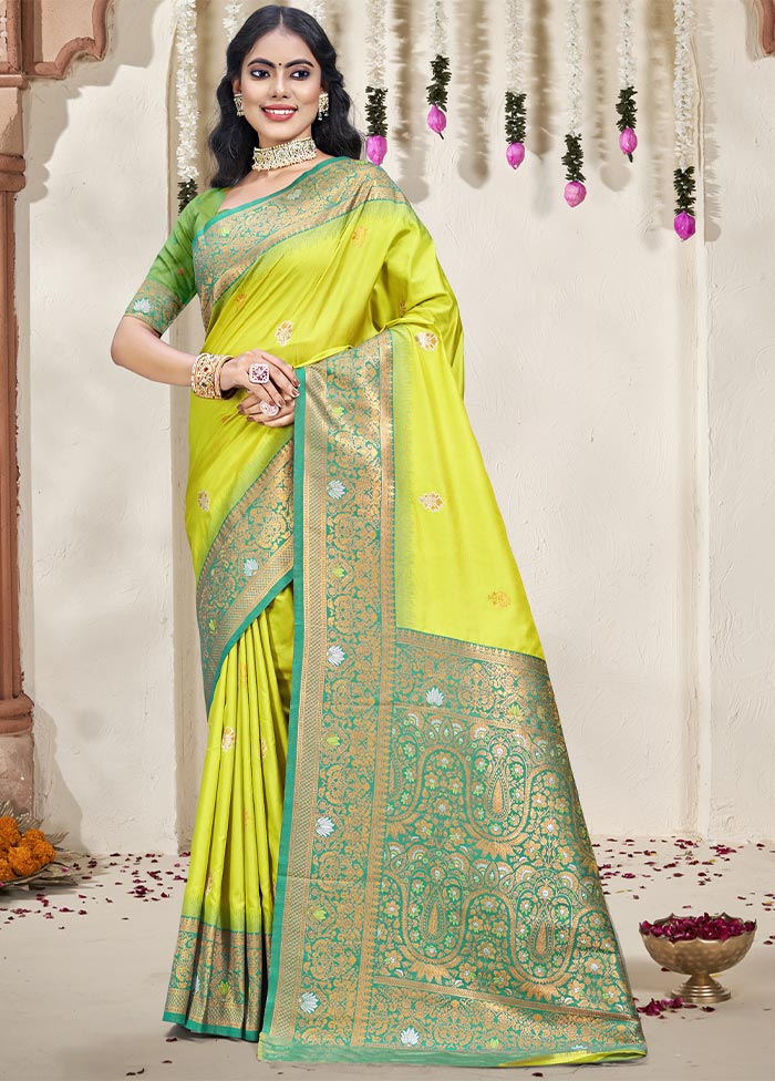 Sea Green Dupion Silk Saree With Blouse Piece