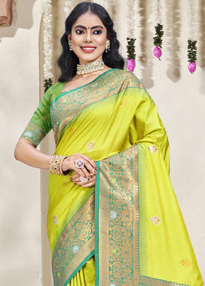 Sea Green Dupion Silk Saree With Blouse Piece