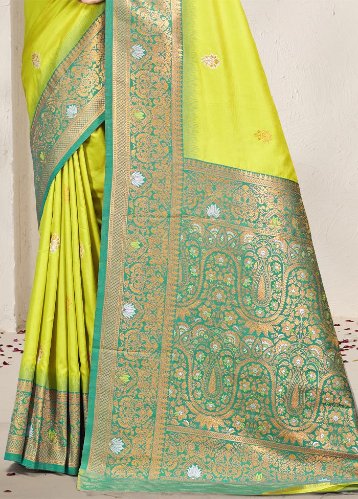 Sea Green Dupion Silk Saree With Blouse Piece