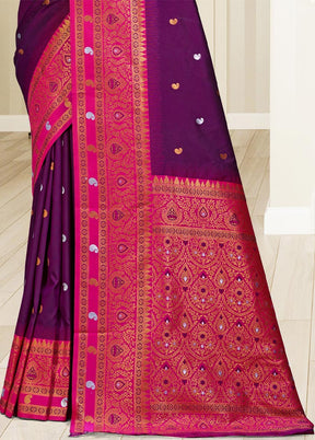 Wine Dupion Silk Saree With Blouse Piece