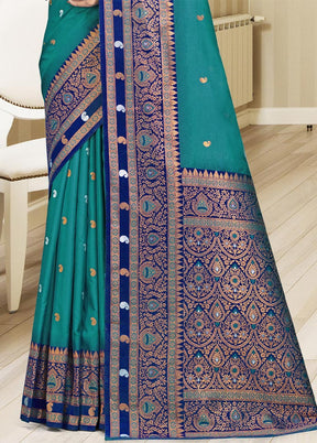 Sky Blue Dupion Silk Saree With Blouse Piece