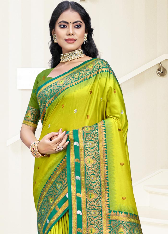 Sea Green Dupion Silk Saree With Blouse Piece