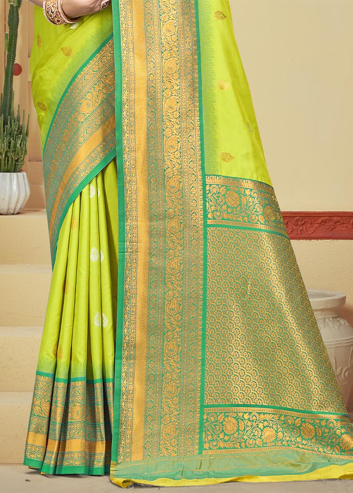 Sea Green Dupion Silk Saree With Blouse Piece