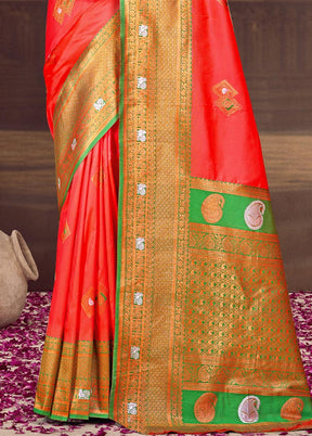 Red Dupion Silk Saree With Blouse Piece