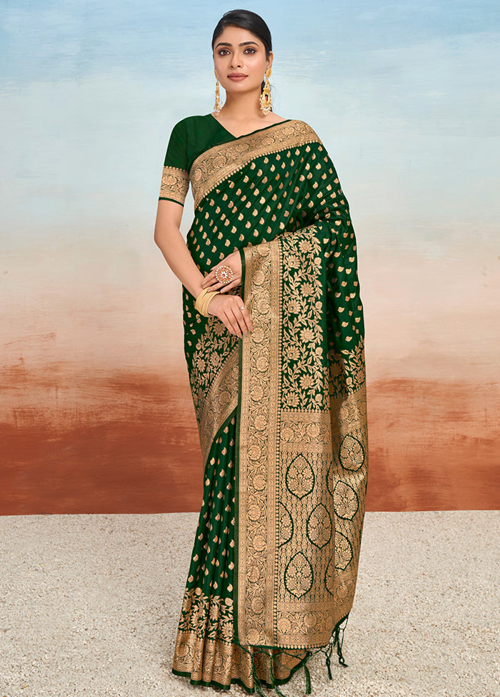 Green Dupion Silk Saree With Blouse Piece