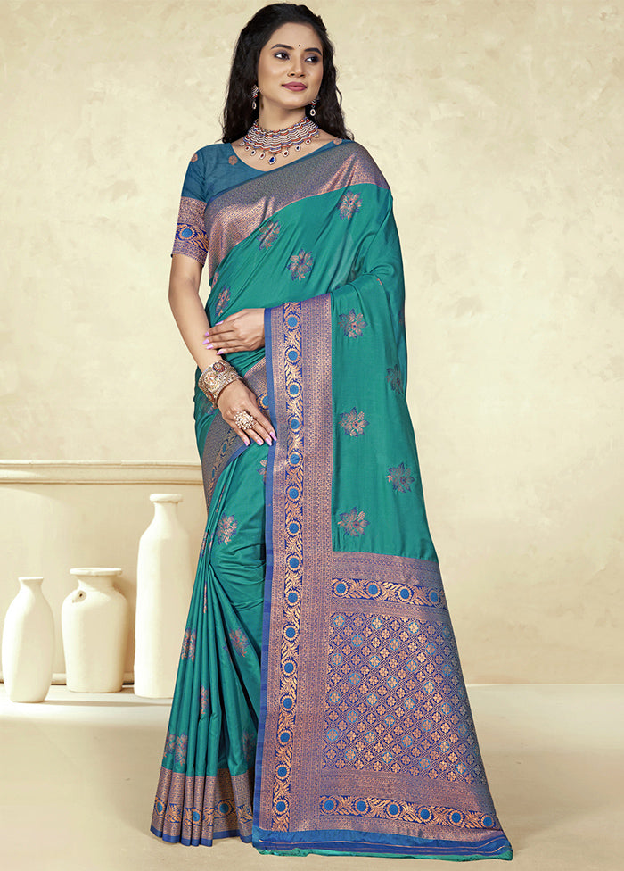 Sky Blue Dupion Silk Saree With Blouse Piece