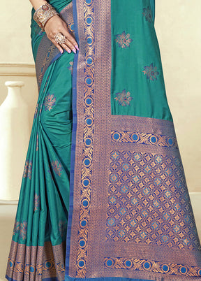 Sky Blue Dupion Silk Saree With Blouse Piece