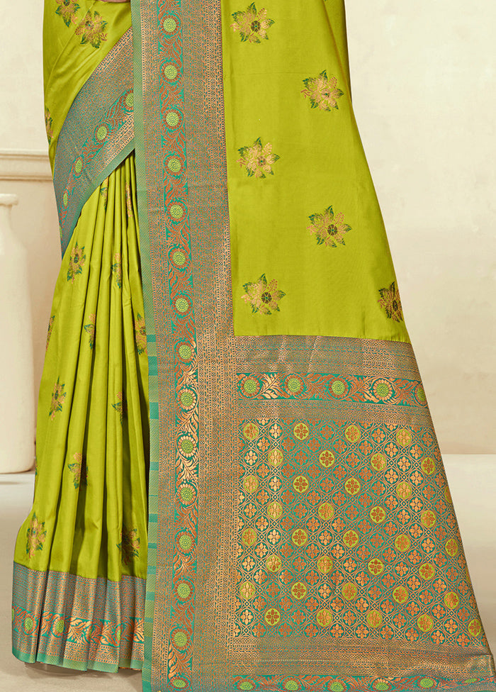 Sea Green Dupion Silk Saree With Blouse Piece