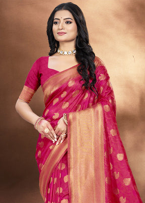 Pink Spun Silk Saree With Blouse Piece