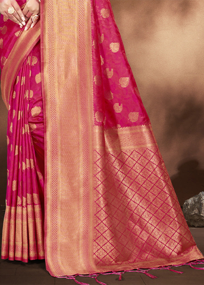 Pink Spun Silk Saree With Blouse Piece