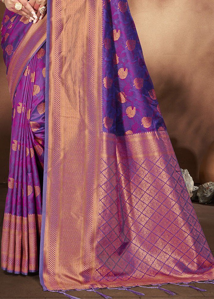 Purple Spun Silk Saree With Blouse Piece