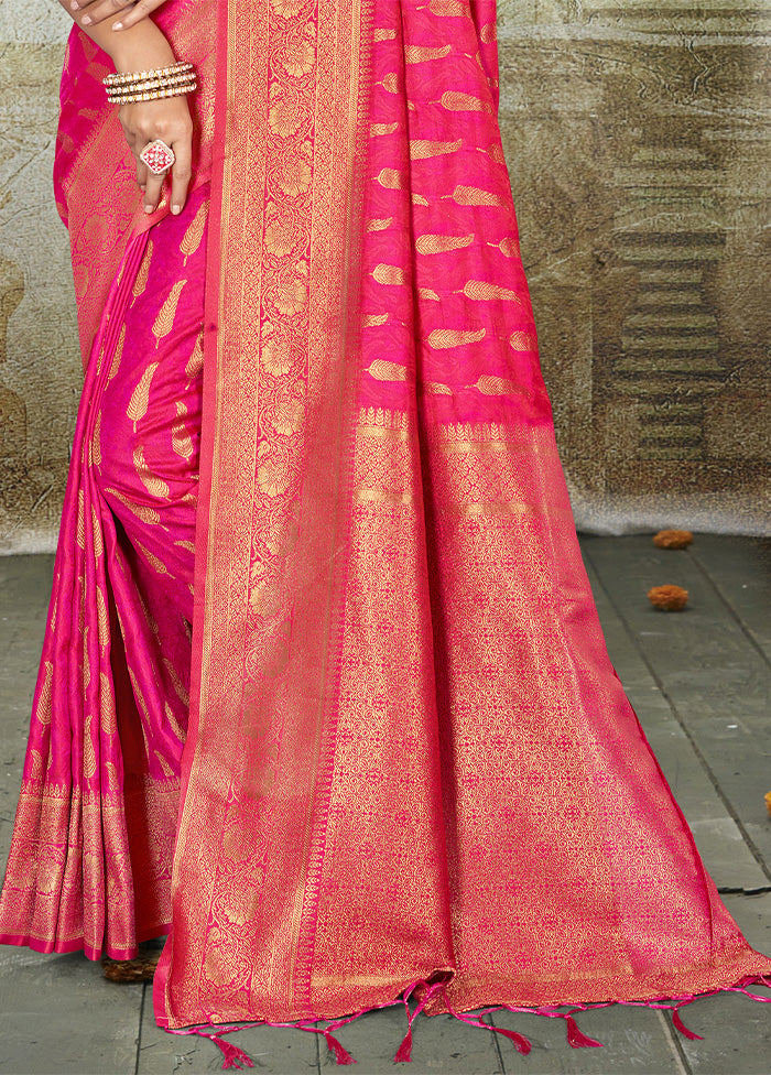 Pink Spun Silk Saree With Blouse Piece