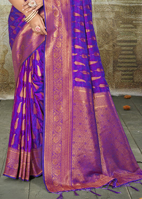 Purple Spun Silk Saree With Blouse Piece