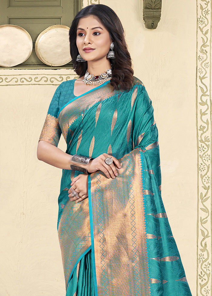 Sky Blue Spun Silk Saree With Blouse Piece