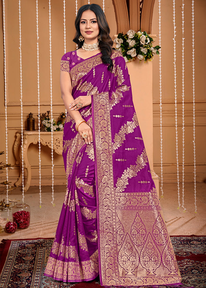 Wine Dupion Silk Saree With Blouse Piece