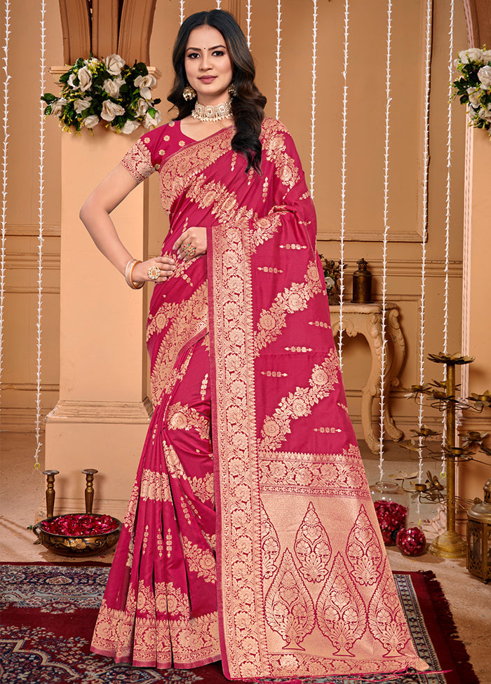 Pink Dupion Silk Saree With Blouse Piece