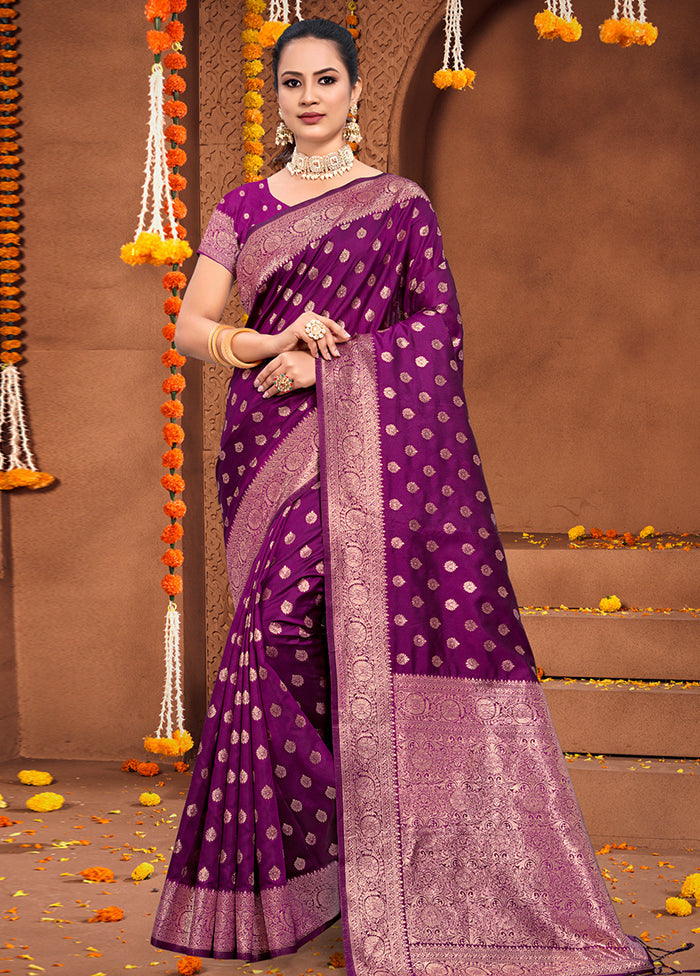 Wine Dupion Silk Saree With Blouse Piece