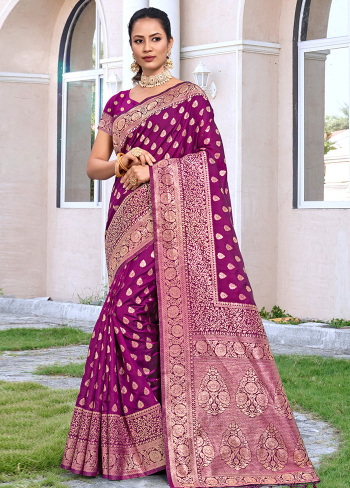 Wine Dupion Silk Saree With Blouse Piece