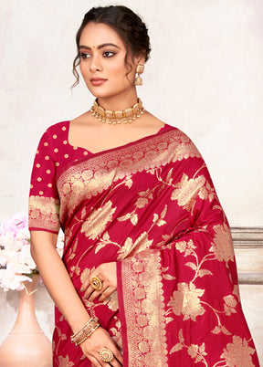 Pink Dupion Silk Saree With Blouse Piece