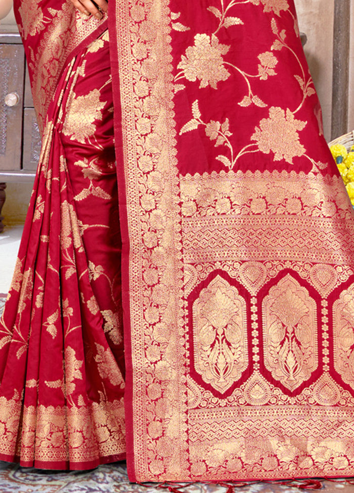 Pink Dupion Silk Saree With Blouse Piece