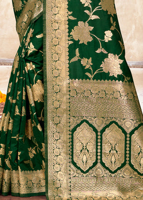 Green Dupion Silk Saree With Blouse Piece