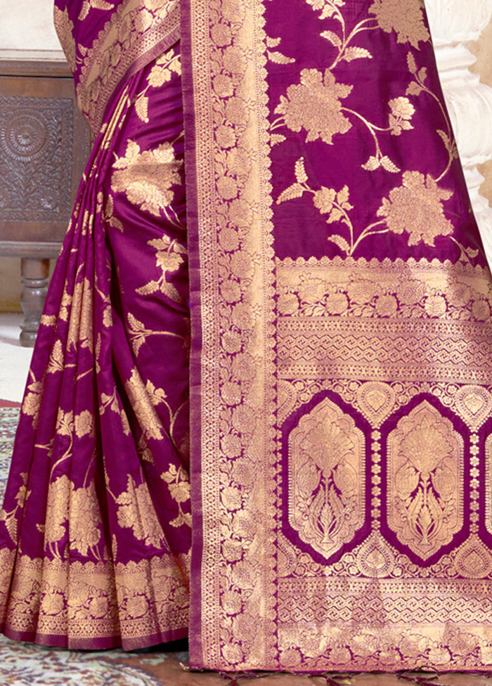 Purple Dupion Silk Saree With Blouse Piece