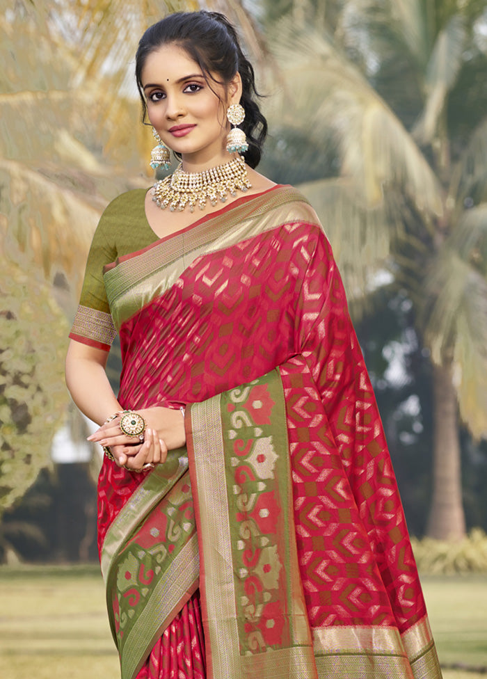 Red Spun Silk Saree With Blouse Piece