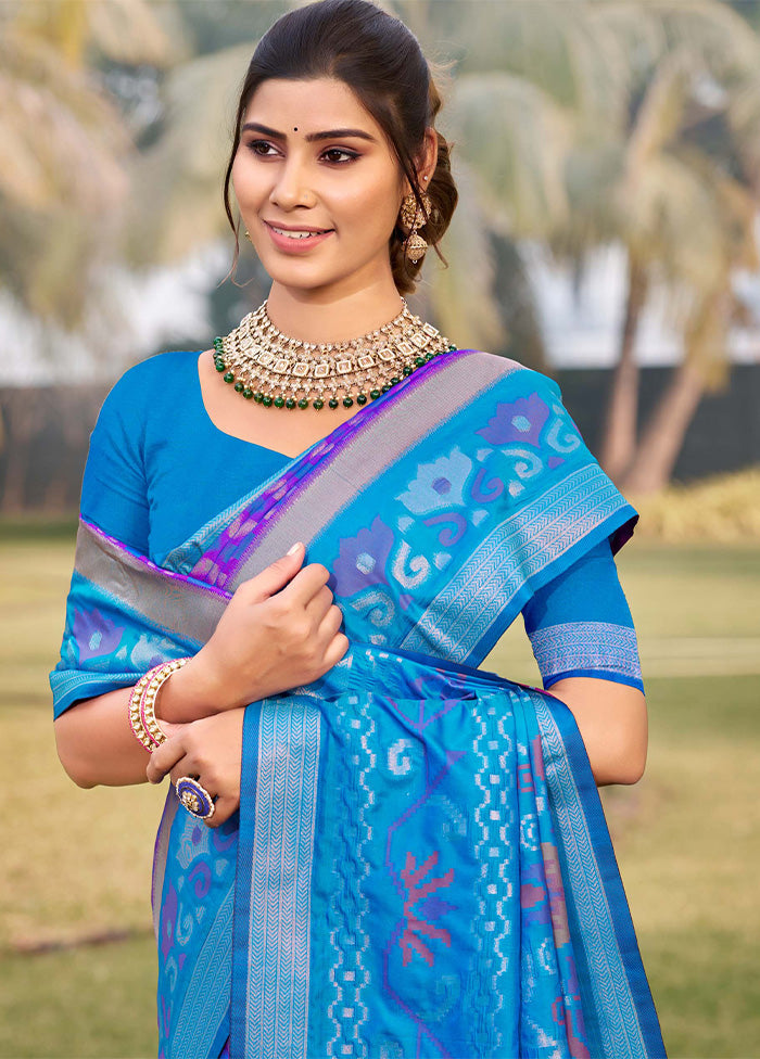 Violet Spun Silk Saree With Blouse Piece