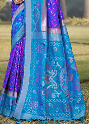 Violet Spun Silk Saree With Blouse Piece