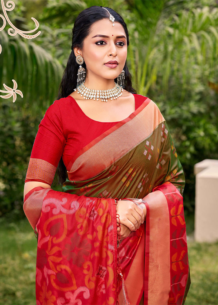 Brown Spun Silk Saree With Blouse Piece